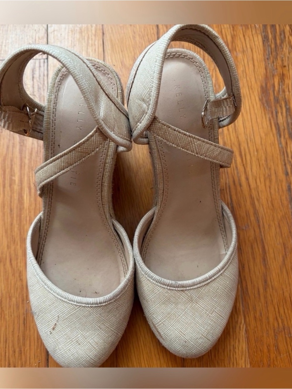 Kelly & Katie Beige Ankle-Strap Women’s Heels
